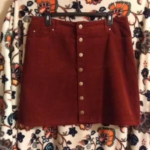 Rust Red Corduroy Mini Skirt